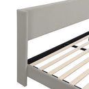 VSOGA Upholstered Bed, Double Bed, Bed With Slatted Frame, High Headboard, Upholstered Headboard, 180 X 200cm, Linen, Grey