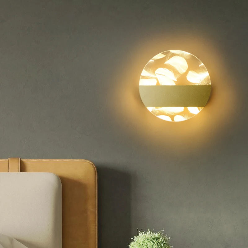 Moderne luxuriöse LED-Wandleuchte mit Federn im minimalistischen Design - vue 4 sur 10