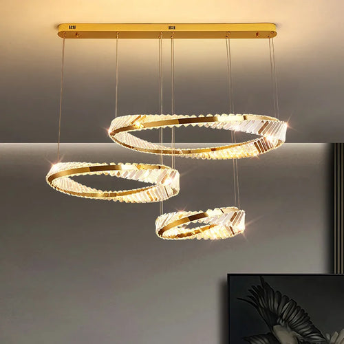 Moderne LED-Pendelleuchte Gold mit elegantem Kristall - vue 5 sur 14