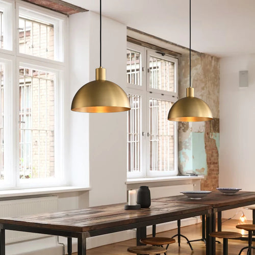 Suspension moderne pour îlot de cuisine style ferme lampes suspendues extérieures en or pour porche lustre encastré en cuivre E27 - vue 3 sur 6