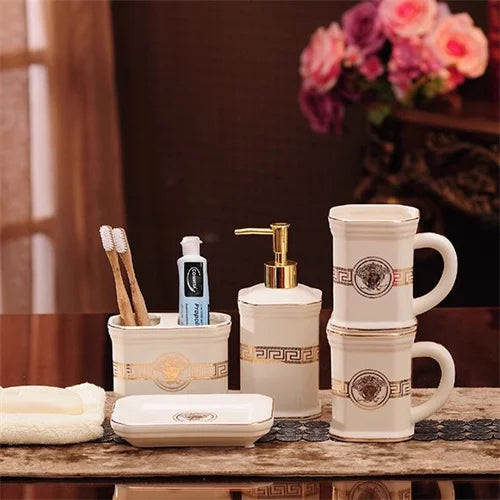 ensemble de 5 accessoires de salle de bain luxe pour mariage - vue 10 sur 20