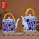Théière céramique style chinois motifs traditionnels grande capacité