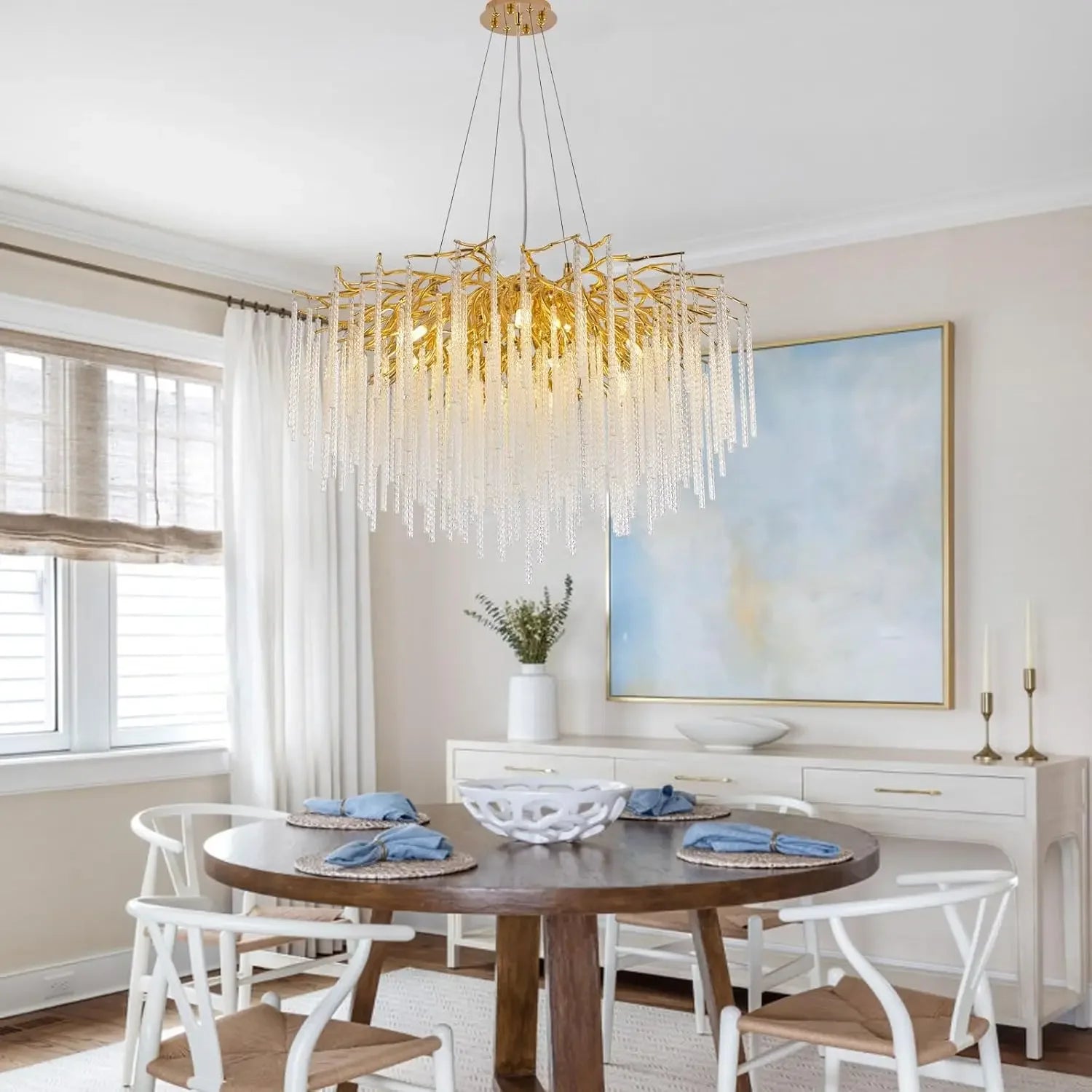 lustre suspendu en cristal doré design moderne pour intérieur élégant - vue 6 sur 9