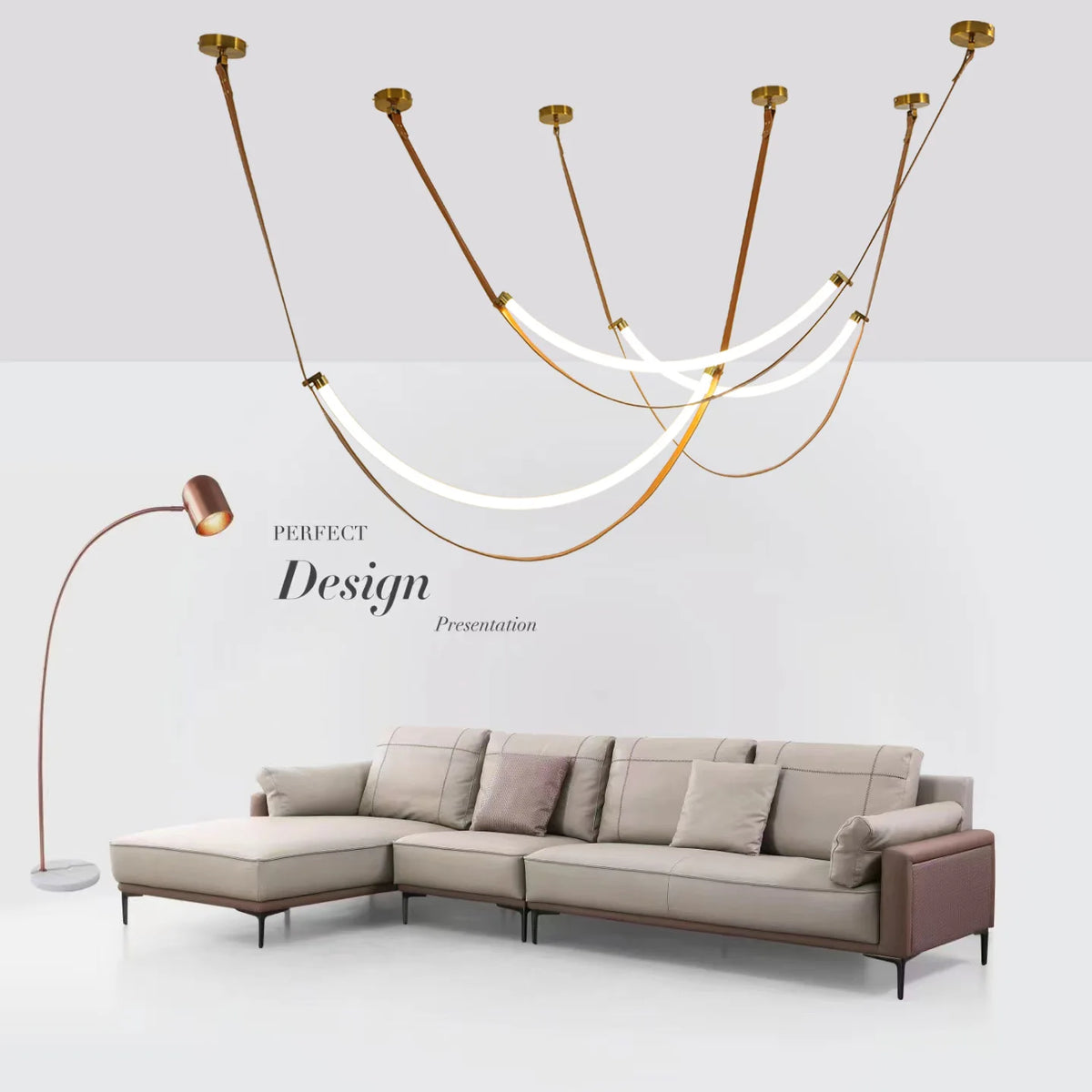 Italienischer Design-Kronleuchter mit LED-Röhrenlampe - vue 4 sur 14