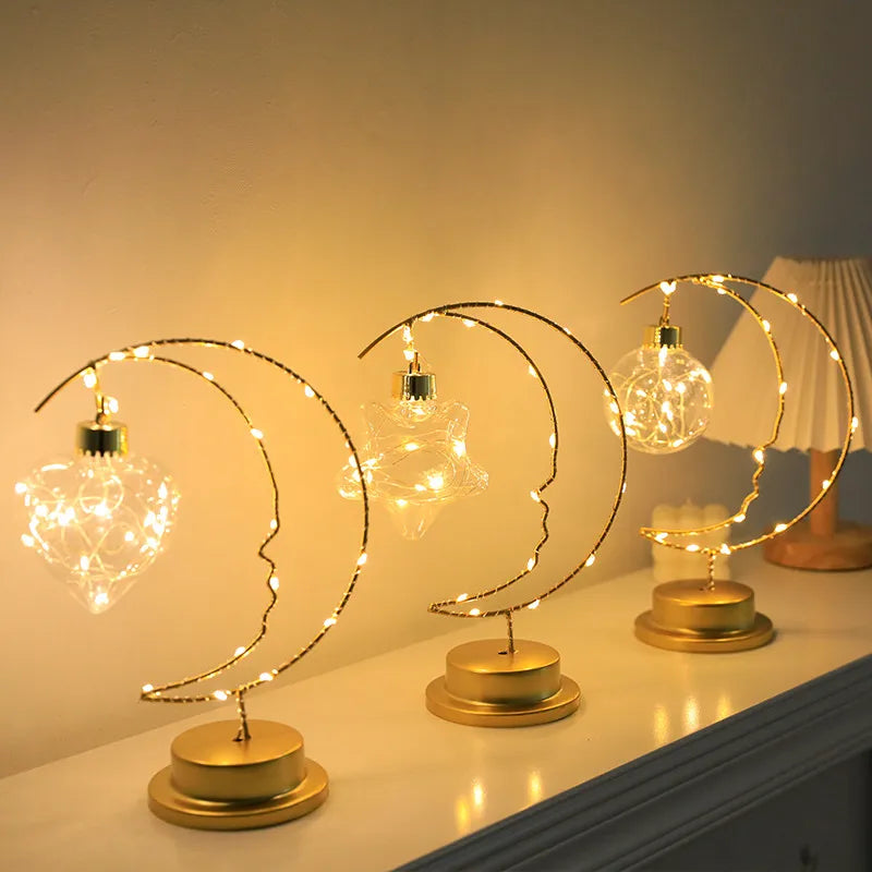 Lampe LED fer lune étoiles enfants