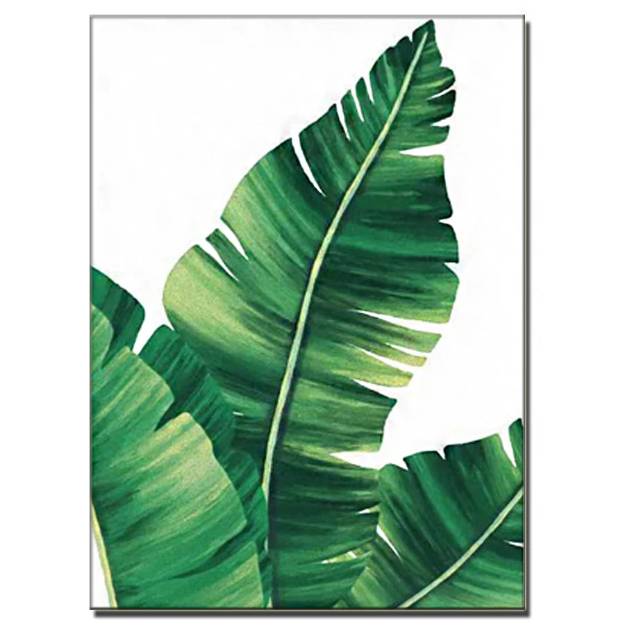 Watercolor painting of tropical plant pictures, full drill embroidery mosaic, Palm banana green leaves Art, 4 PCs