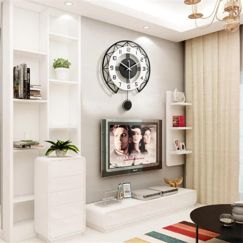 horloge murale pivotante créative design silencieuse pour décoration intérieure - vue 7 sur 7