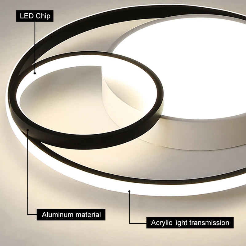 Plafond moderne à LEDs lumière salon chambre salle à manger plafonnier éclairage intérieur Dimmable décoratif maison lampes lumineuses - vue 6 sur 12