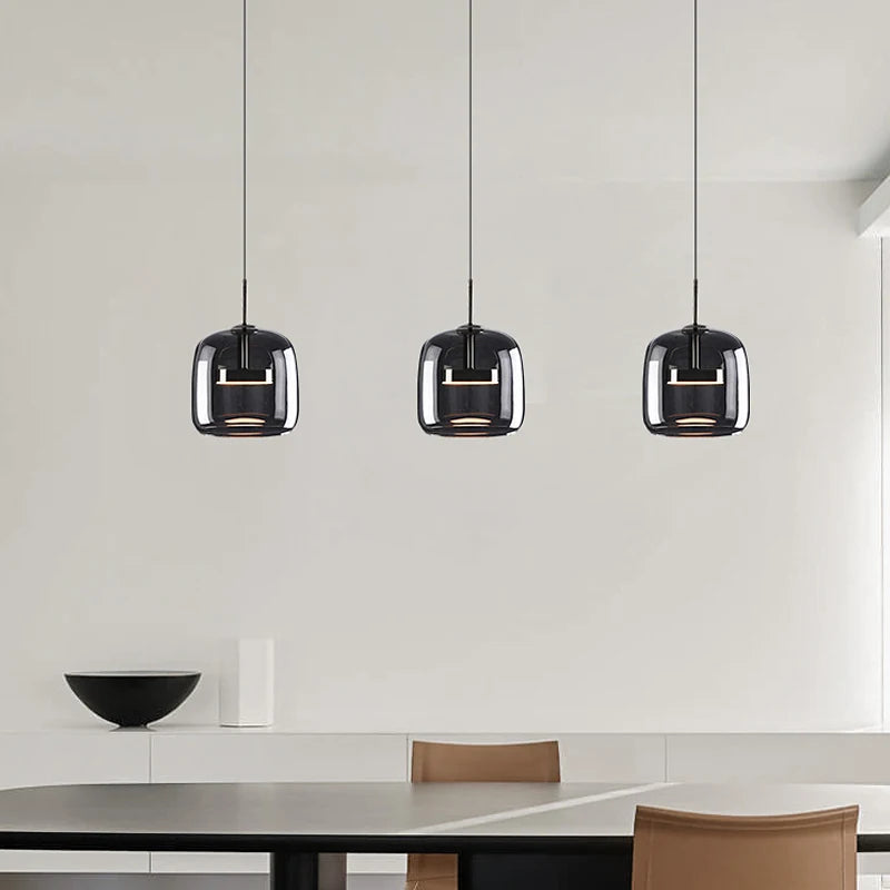suspension moderne en verre noir pour décoration intérieure - vue 4 sur 9