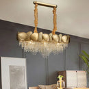 lustre moderne en cristal avec pampilles et led