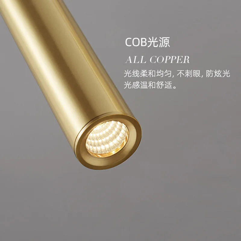 lustre moderne minimaliste led en cuivre pour restaurant et bar - vue 4 sur 12