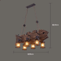 Lustre rétro en bois massif pour salle à manger Bar LOFT bois diverses formes Suspension décor intérieur Luminaire