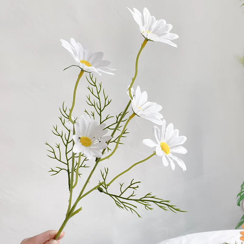 5 têtes de marguerites blanches fleurs artificielles pour décorations festives - vue 9 sur 11