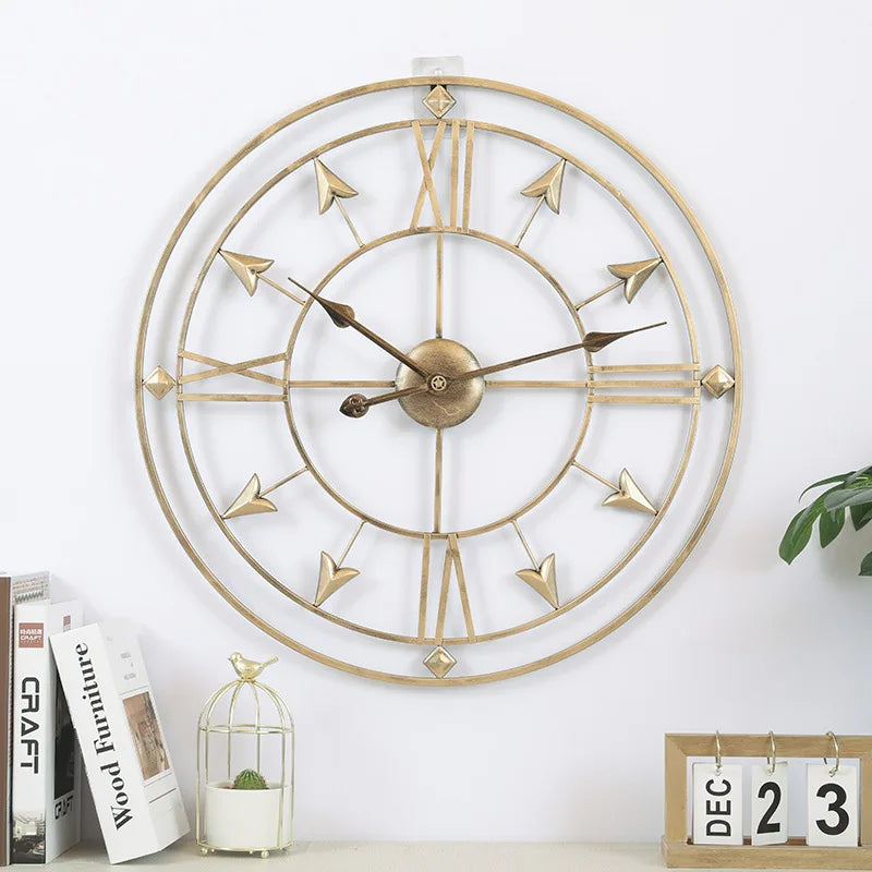 Wrought Iron Wall Clock for Living Room, Home Warm Decoration, Retro Silent Clock - vue 4 sur 7