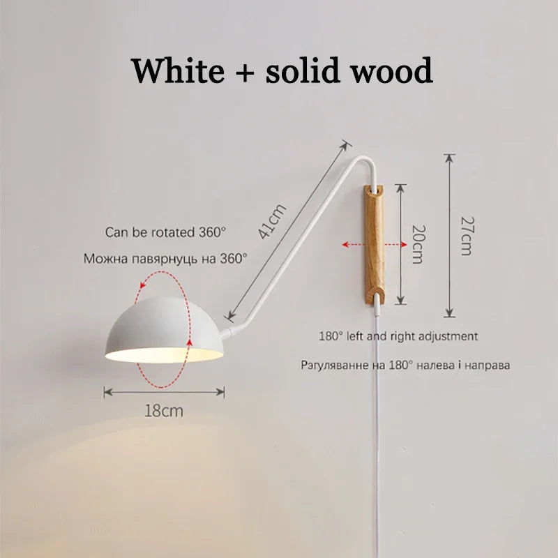 Minimalistische skandinavische Wandleuchte mit schwenkbarem Arm aus dekorativem Eisen