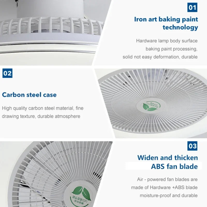 ventilateur de plafond led moderne avec télécommande et lustre - vue 9 sur 8