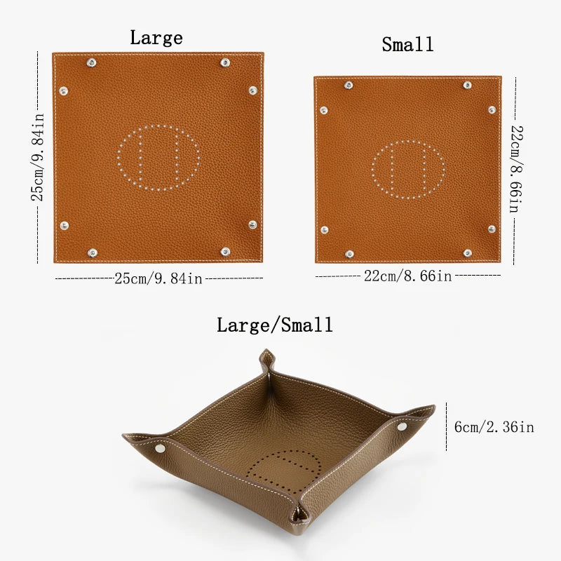 plateau de rangement en cuir pliable pour divers objets - vue 3 sur 10