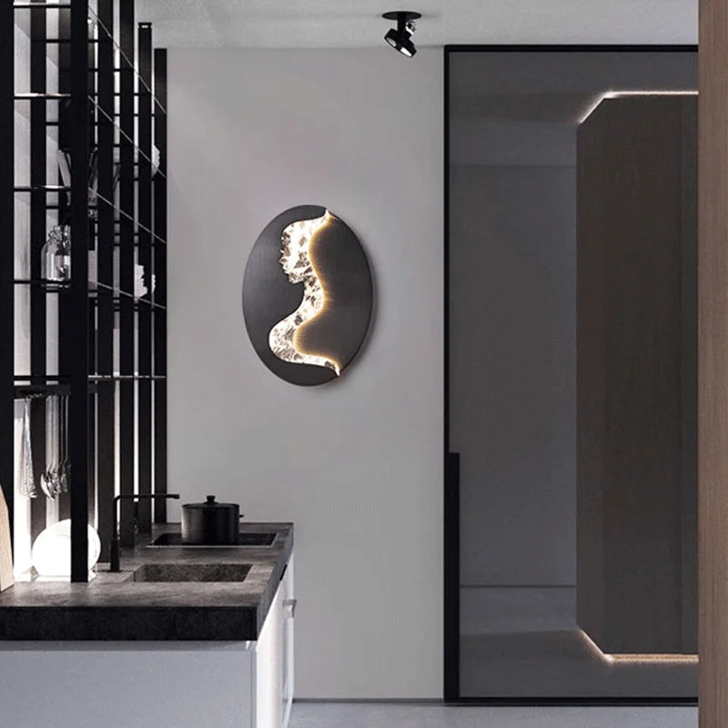 Abstrakte Wandleuchte Mädchen Gesicht LED Luxus Kunst Dekoration - vue 3 sur 8
