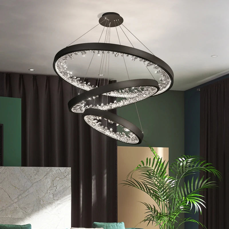 lustre moderne en cristal avec éclairage led pour villa - vue 2 sur 26