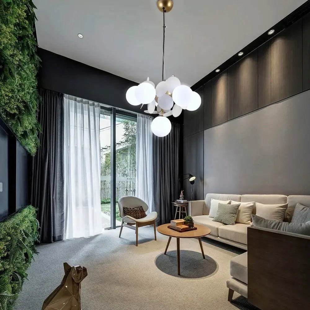 lustre design moderne en verre led style nordique pour intérieur - vue 6 sur 30