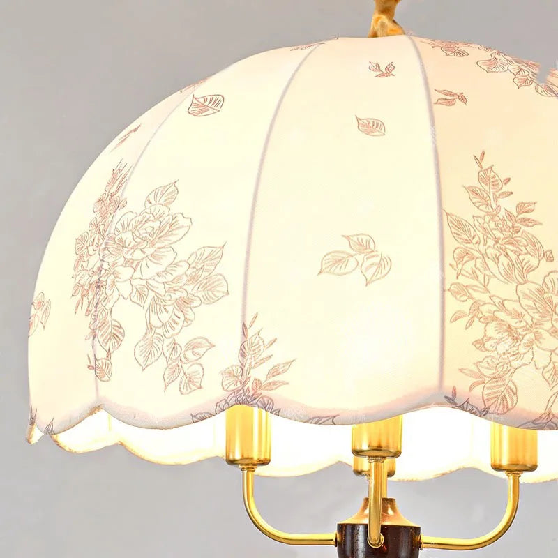 lustre médiéval français vintage en bois et tissu
