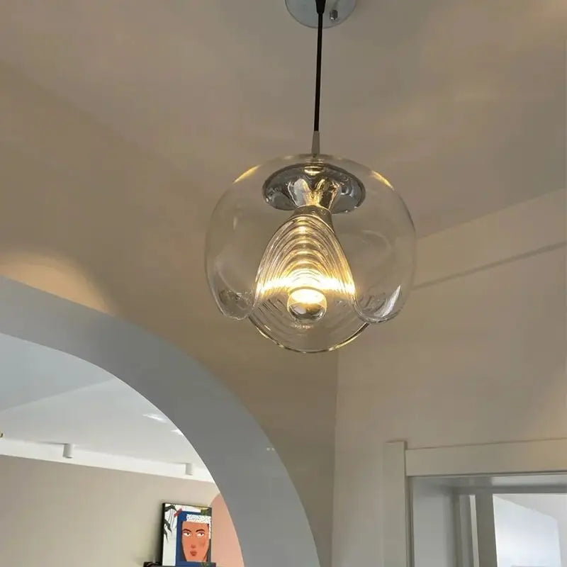 plafonnier bauhaus en verre avec ondulation led moderne - vue 5 sur 12