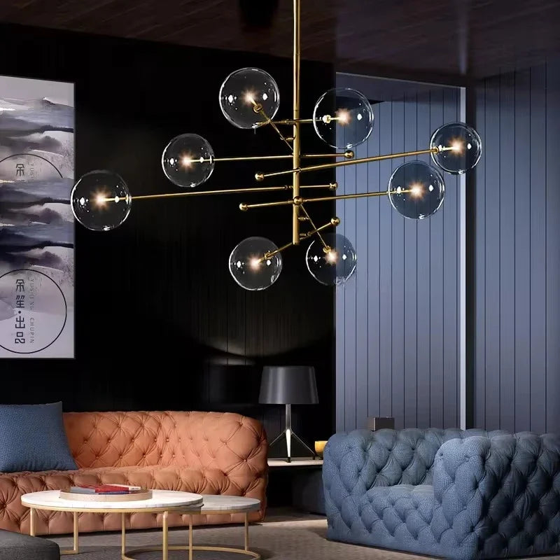 lustre à led en verre pour intérieur moderne décoratif - vue 2 sur 8