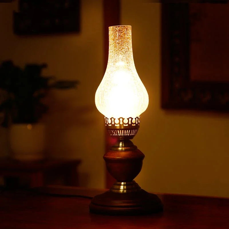 lampe de table vintage en bois style chinois pour décoration