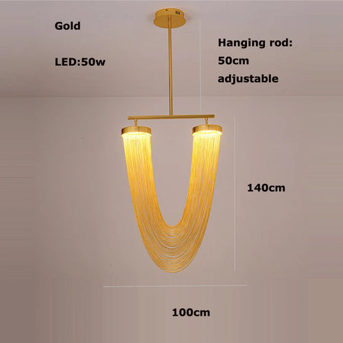 lustre art déco led dimmable en aluminium doré design élégant moderne - vue 13 sur 21