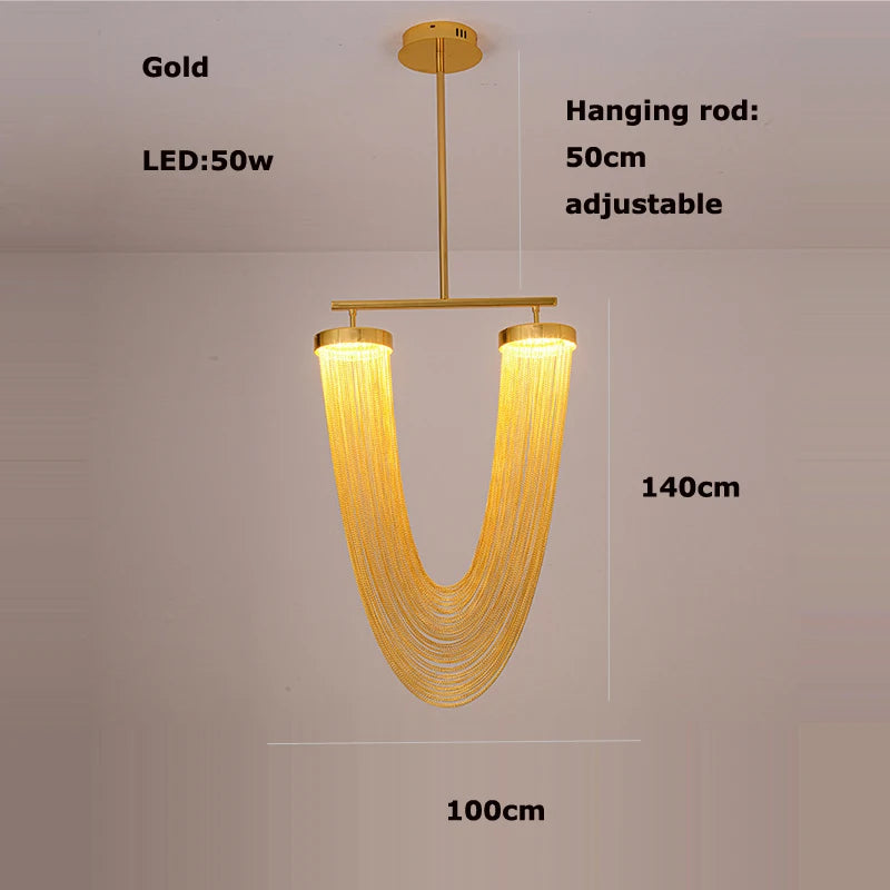 lustre art déco led dimmable en aluminium doré design élégant moderne - vue 12 sur 21