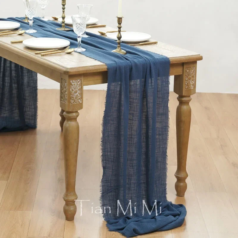 Chemin de table coton gaze style vintage mariage - vue 23 sur 29