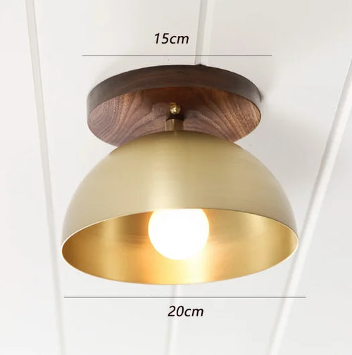 plafonnier en laiton nordique en bois massif design moderne pour décoration - vue 6 sur 8