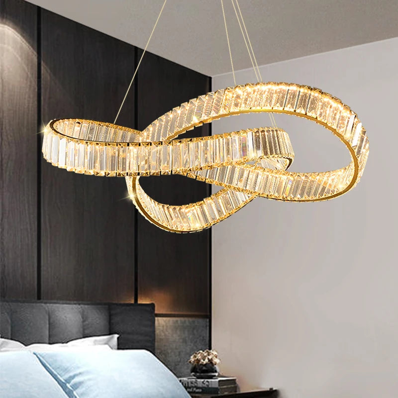 lustre suspendu en cristal spirale minimaliste moderne à led - vue 4 sur 9