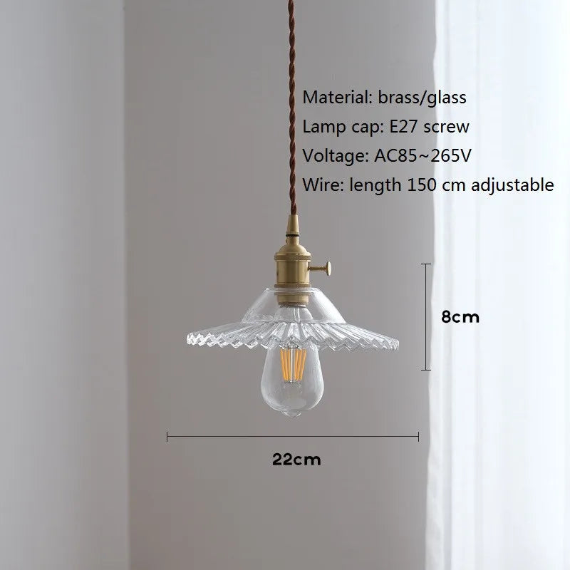 Vintage Pendelleuchte aus Glas und Messing im nordischen Stil