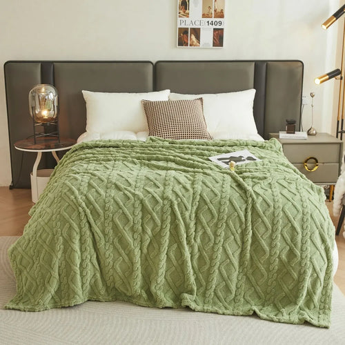 plaid polaire corail doux chaud pour canapé lit - vue 3 sur 7