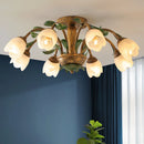 plafonnier led en verre 8 têtes style jardin français moderne pour magasin de fleurs