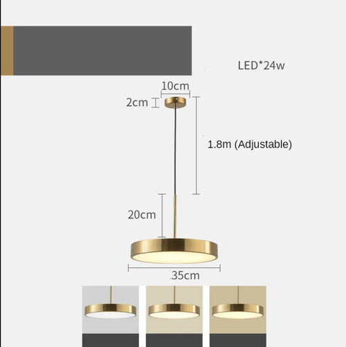 Suspension led rond pour décoration moderne