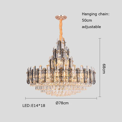 suspension à led en cristal design luxueux avec variateur d'intensité