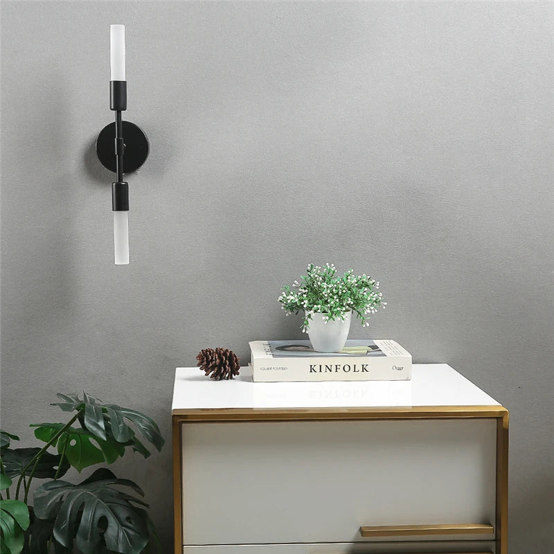 applique murale modernes minimalistes en verre 2 têtes