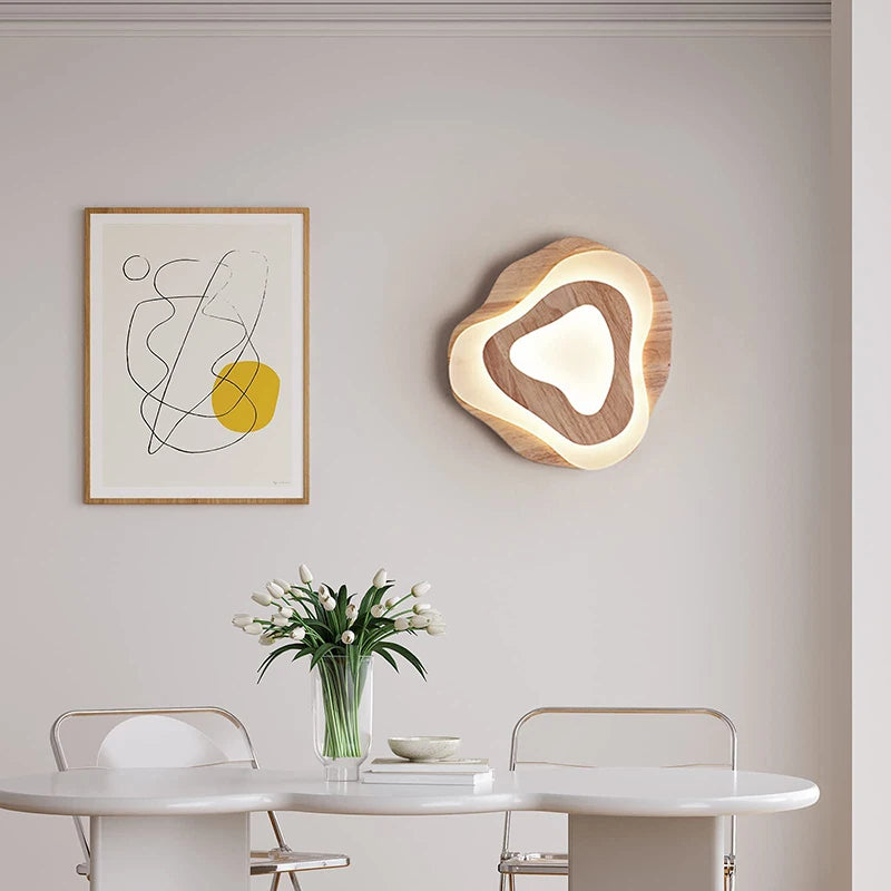 lustre led moderne en bois pour chalet loft intelligent - vue 5 sur 12