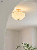plafonnier led en verre crème et cuivre médiéval avec luminaires modernes
