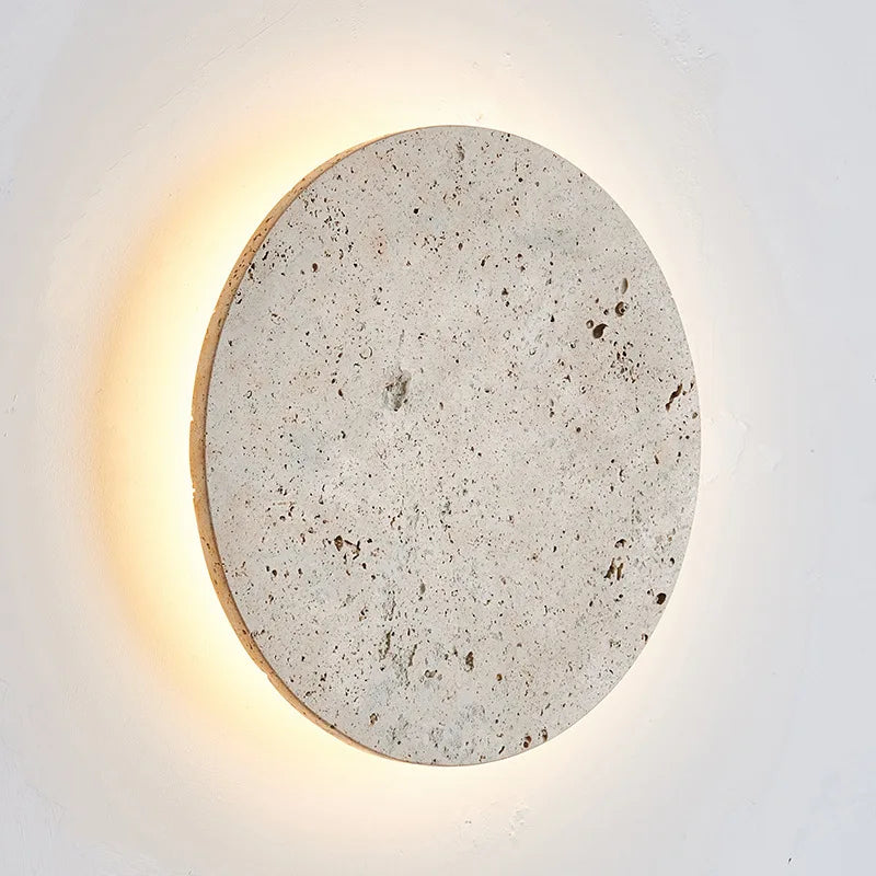 Décoration en pierre naturelle applique murale Vintage forme ronde intérieur applique murale LED lumières chambre chevet applique éclairage à la maison Wandlamp