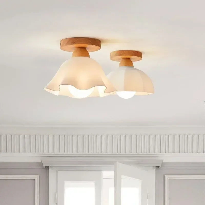 Plafonnier en rondins nordique lampe en bois japonaise couloir lampe d'entrée porche vestiaire baie fenêtre Hall balcon lumière - vue 4 sur 8