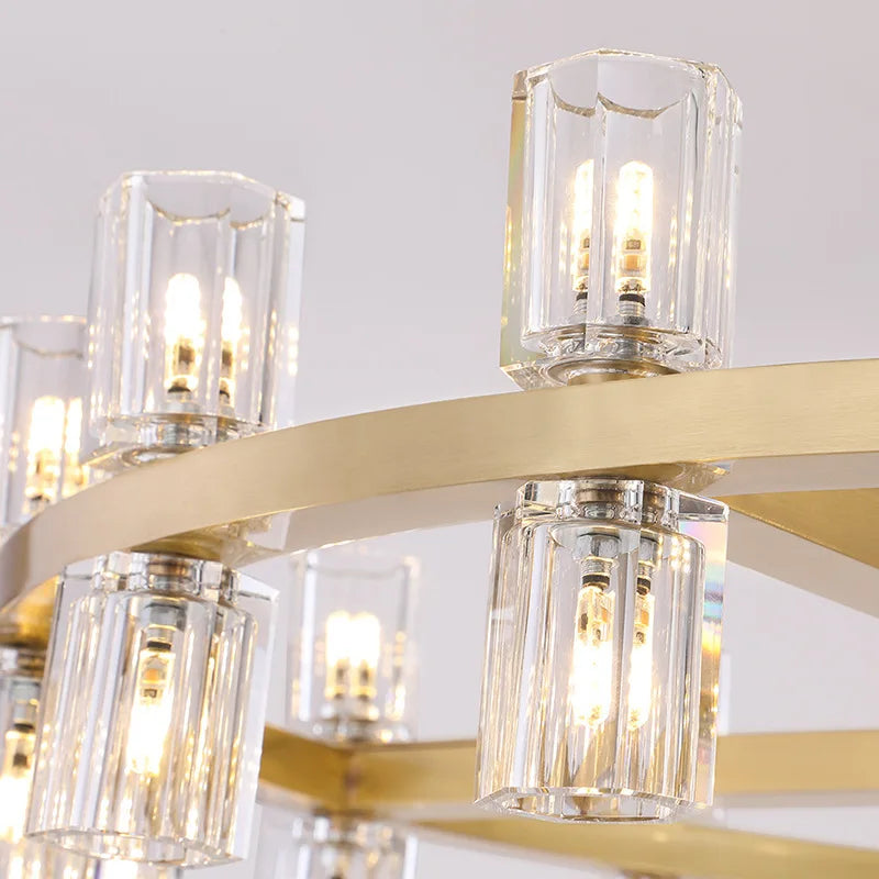 lustre moderne en cuivre led avec cristaux pour hôtel et foyer - vue 7 sur 17