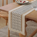 Chemin de table bohème coton lin géométrique pompons
