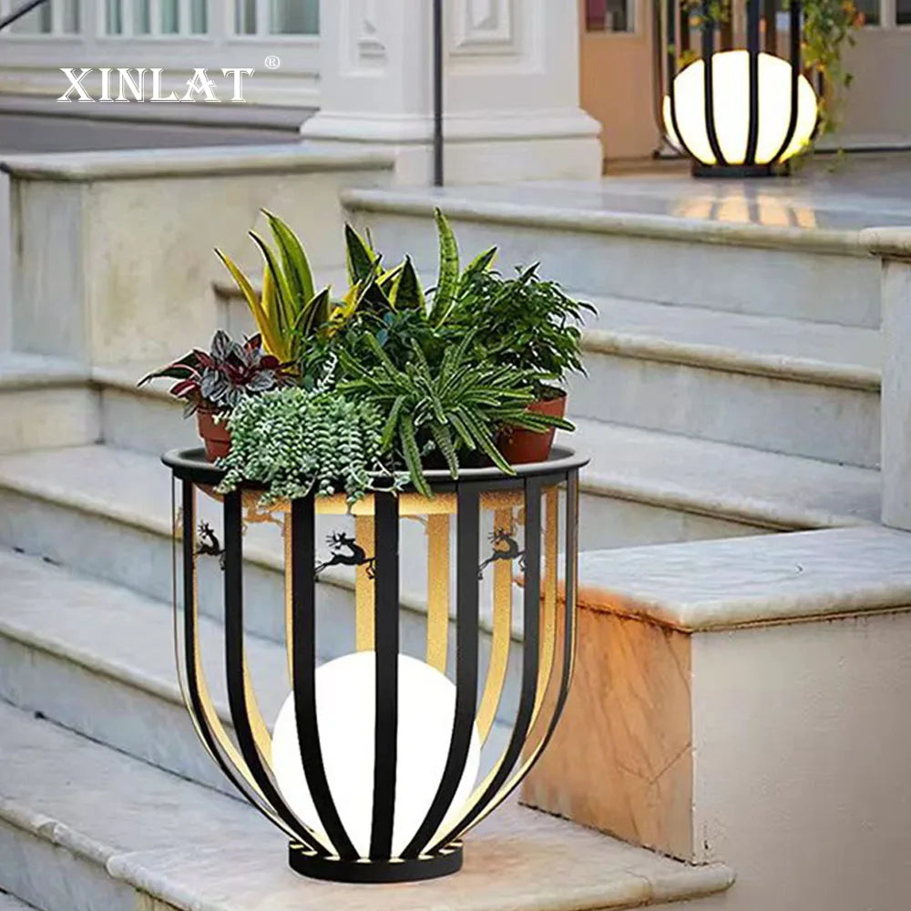 lampe solaire imperméable en treillis pour jardin villa table - vue 3 sur 12