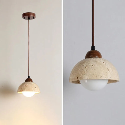 lustre en bois avec suspension et éclairage led - vue 4 sur 9