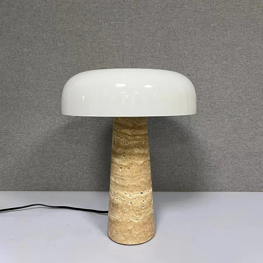 High Quality Cave Stone Desk Lamp White Glass Shade Table Light Fixture - vue 6 sur 7