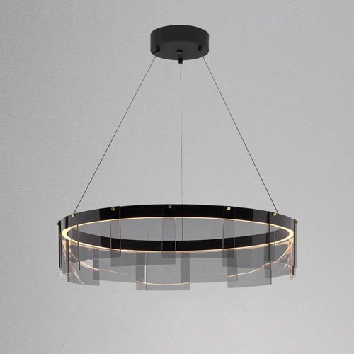 Moderner nordischer Kronleuchter aus Rauchglas LED-Pendelleuchte - vue 3 sur 9