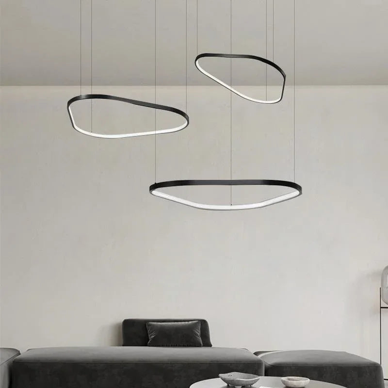lustre Moderne noir irrégulier Led éclairage salon salle à manger nordique décor à la maison chambre - vue 5 sur 13